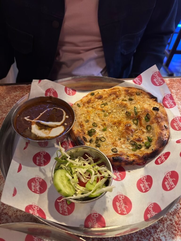 garlic mirchi paratha with dal makhani