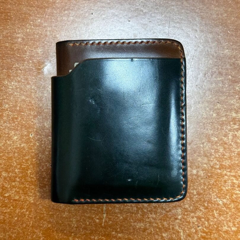 Shell cordovan wallet patina