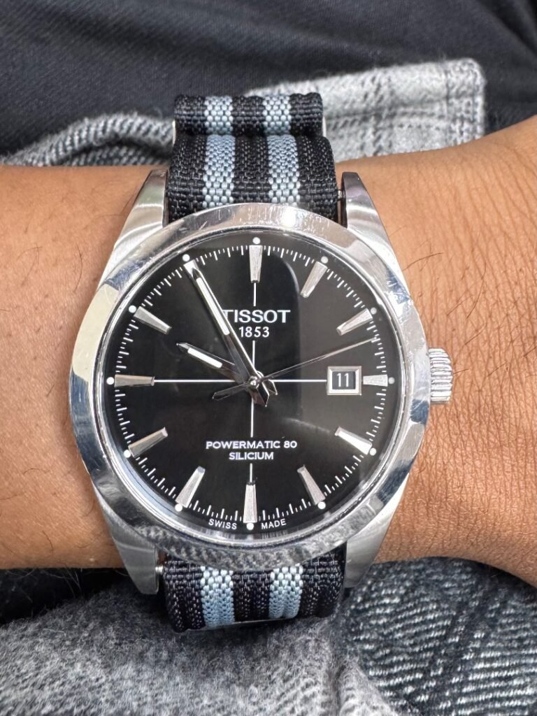 Tissot Gentleman black crosshair on bond nato strap
