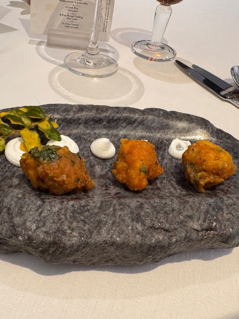 Stir Fried Chicken Buttermilk mousse, curry leaf tempura