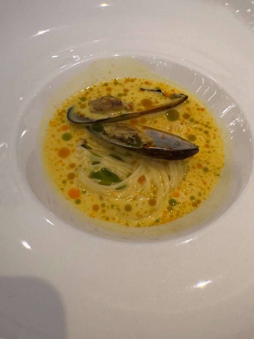 Mussels in Coconut Broth Coriander chili