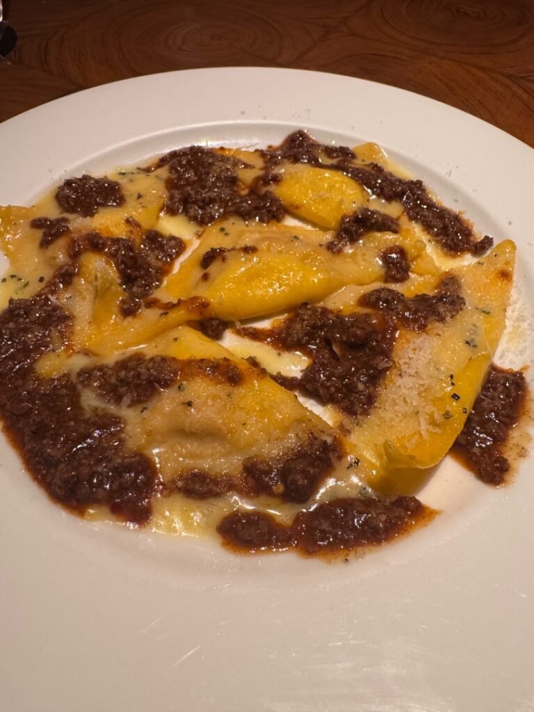 Calf's Brain Tortelli, Veal & Red Chilli Ragout